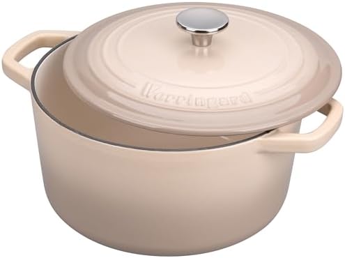 VORRINGARD Enameled Cast Iron Dutch Oven Pot with Lid, for Bread Baking, Round Bread Oven- include Sourdough Bread Baking Supplies Set, 4.5QT, Latte - Image 5