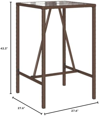 Outdoor Bar Table Brown Patio, Deck Furniture – Exterior, Garden Dining Table for Balcony, Kitchen, and Backyard, Mesa Tables - Image 2