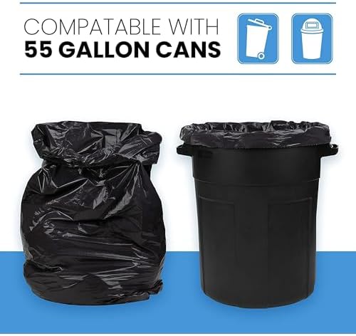 ToughBag 55 Gallon Trash Bags, 55-60 Gallon Trash Bags Heavy Duty (50 COUNT) - Large Black Trash Can Liners, 50-60 Gal for Contractors, Commercial, and Lawn - Made in USA (Pack of 4) - Image 3