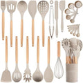 NCUE 26-Piece Food Grade Silicone Kitchen Utensils Set with Wooden Handles by NCUE