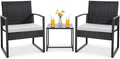 Flamaker 3 Pieces Patio Furniture Set Outdoor Wicker Bistro Chair (White) by Flamaker