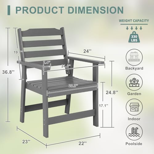 FUNBERRY Outdoor Dining Chairs Set of 2, HDPE Patio Chairs for Outside - Image 6