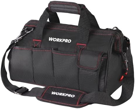 WORKPRO 14-inch Tool Bag, Multi-pocket Tool Organizer with Adjustable Shoulder Strap, W081021A, black 14 inches (Pack of 10) by WORKPRO