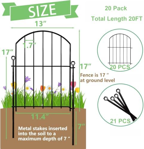 Decorative Garden Fence, 17in (H) x 20ft(L) No Dig Fence - Image 4