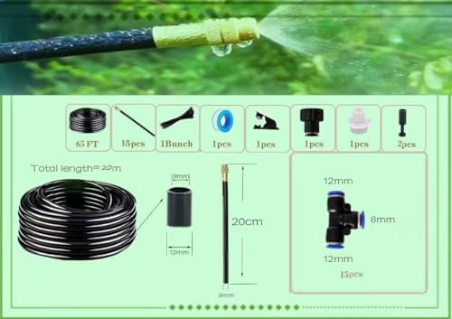 New drip Irrigation kit, Automatic Garden Watering System, Quick Connector and 360-degree Bending Dropper atomizing Copper Nozzle, Garden Plant Lawn Courtyard Watering System. (65FT) - Image 2