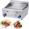 Double Gas Griddle Grill Smooth Commercial Stainless Steel Heavy Duty Restaurant Outdoor Griddle Gas Baking Plate Burger Grill (718) by Unknown