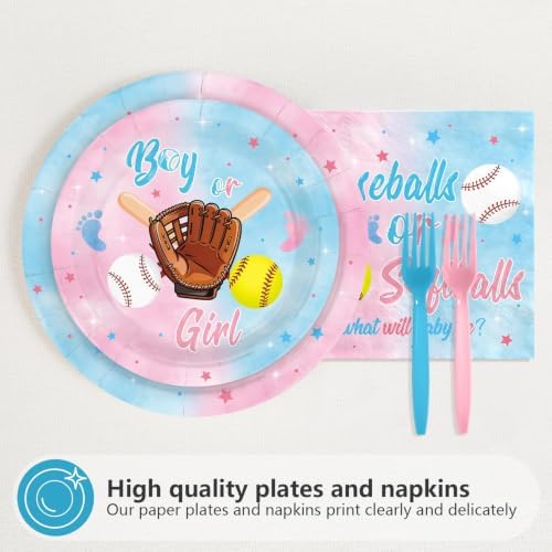 96 Pcs Baseball Gender Reveal Party Decorations for Baby, Serves 24 - Image 3
