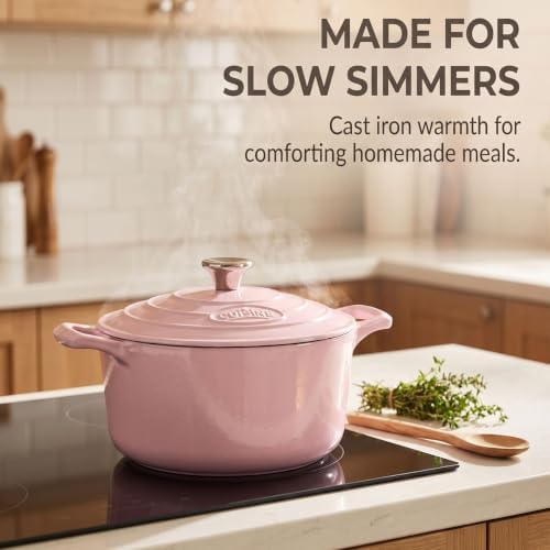 La Cuisine Enameled Cast Iron Dutch Oven, Pink, 3.75 QT, 9.5"/24cm Ø, PFOA Free - Image 2