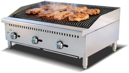 36" Commercial Natural Gas Charbroiler Grill, 3 Burner Countertop Gas Grill, 105,000 Total BTU (3x35,000 BTU), Durable Cast Iron Grates by Wtecom