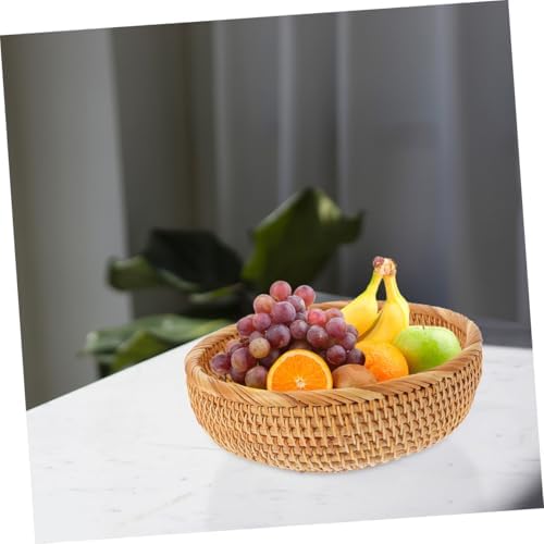Rattan Woven Picnic Basket, Vintage Khaki Fruit Storage Organizer - Image 7
