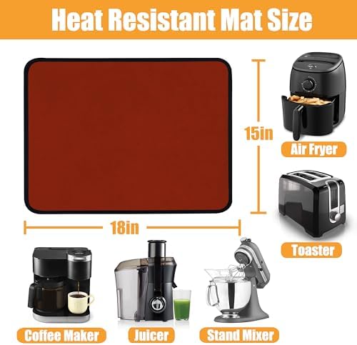 TOHONFOO Heat Resistant Mats for Countertop & Air Fryer, 18x15 in, Red - Image 3