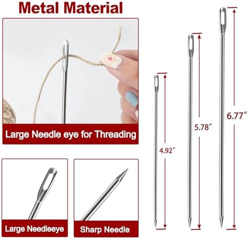 Ofargo Meat Trussing Needles, Roasting Trussing Needles for Lacing Roast Turkey, Chicken, Pork Skin, Whole Hog, Lamb, and Rotisserie Pig; Two of Each Size 4.9/5.7/7inch, 6pcs in All - Image 3