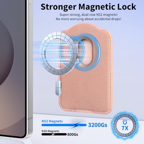 Magnetic Wallet for Samsung Galaxy S26 S25 S24 Series, Fold 8 Ultra with Magsafe Case, for iPhone 18-12 Series, RFID Blocking Leather Magnetic Card Holder | Holds 3 Cards | Rose Gold - Image 2