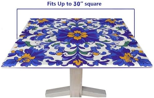 Table Cloth for Card Table, Mexican Talavera Pattern Printed on Stain Resistant Flag Card Table Covers, Perfect for Breakfasts Tea Gatherings, Fit for 30" x 30" Square Tables - Image 5