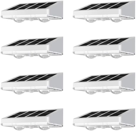 NIORSUN Solar Fence Lights,8 Pack Solars Deck Light,Warm White Color,Outdoor Bulb Waterproof Led IP65,Power Patio Lamp with Lenses for Outside/Backyard/Railing/Yard（White） by NIORSUN