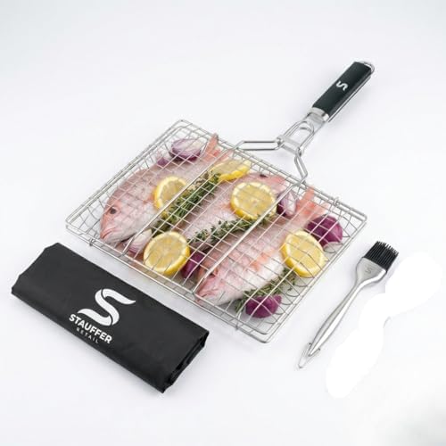 BBQ Grill Basket for Outdoor Cooking, Detachable Handle for Veggies & Meat by StufferRetail