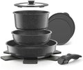 YASHE 9Pcs Granite Nonstick Pots and Pans Set, Stackable, Oven Safe by YASHE