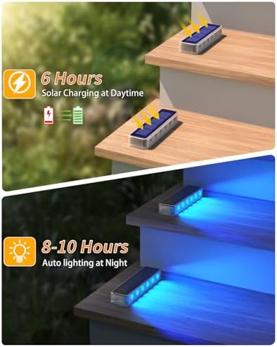 DetarZinLED Blue Solar Step Lights for Outside IP68 Waterproof Led 6 Pack - Image 2
