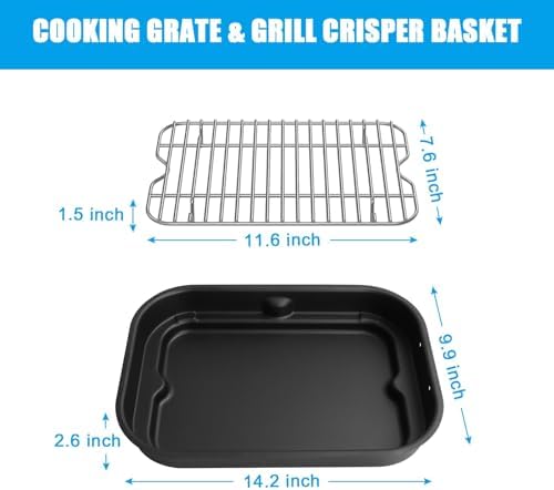 Outspark Grill Roast Rack and Cooking Pot for Ninja Foodi FG551/DG551 Smart XL Indoor Grill Accessories, Air Fryer Rack & Non-Stick Griddle Pan for Ninja Foodi DG651 - Image 2