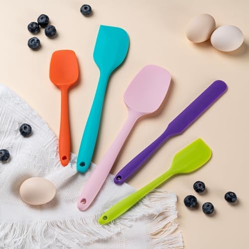 Silicone Spatula Set,5 Piece Food Grade Rubber Spatulas,Macaron Blue - Image 7