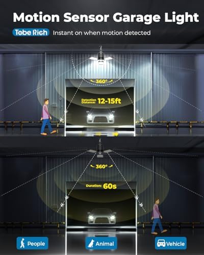 2 Pack Motion Sensor Garage Light Plug in, 8000LM 6500K Shop Lights - Image 2