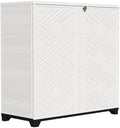 ZZM Indoor/Outdoor Storage Cabinet Waterproof, 34"x15"x34" Plastic Outdoor Storage Box for Garden Balcony Bathroom, All Weather Outdoor Storage Clearance, DIY Usage, with 1 Shelf (White) by ZZM