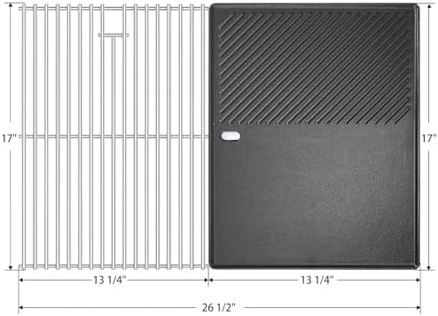 Hisencn 17 Inches Grill Grate and Griddle for Nexgrill Replacement Parts - Image 2
