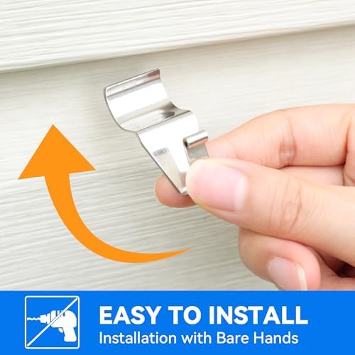 MIUKAA No-Hole Vinyl Siding Hooks, 8-Pack Stainless Steel Clips, 12lbs Load - Image 3