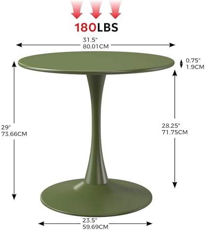 Costaelm Round Outdoor Dining Table, Patio Side Table, Weather Resistant PP Backyard Table for Poolside Deck Porch Lawn Garden, Olive Green - Image 2
