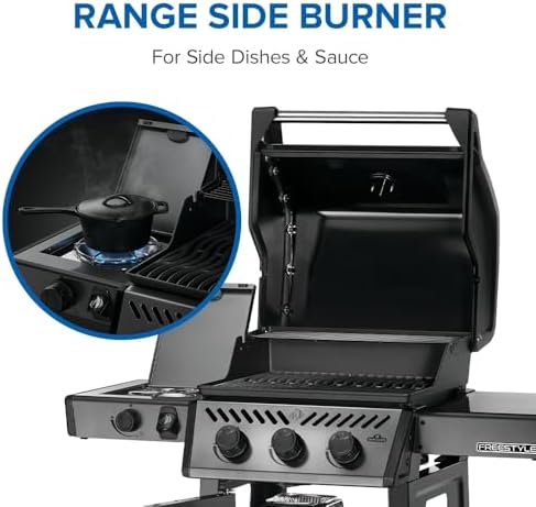 Napoleon Freestyle 365 Propane Gas Outdoor Grill with Range Side Burner, Graphite Grey – 4-Burner BBQ for Versatile Cooking - Image 7