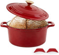 Enamel Cast Iron Dutch Oven with Lid, Round Casserole Pot for Bread Baking, Braising, Roasting, and Stews, Heavy-Duty, Oven Safe, Induction Compatible (4.7QT,Red) by TASTEDELI