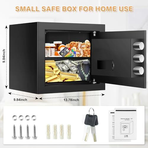 1.0 Cub Small Safe for Home, Mini Safe Box for College Dorm Room - Image 2