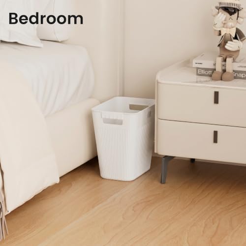 JOYMOOP Slim Trash Can 3-Pack, 2.2 Gallon Plastic Wastebasket for Bathroom, Bedroom, Office, Kitchen with 4 Rolls Bags, White - Image 6