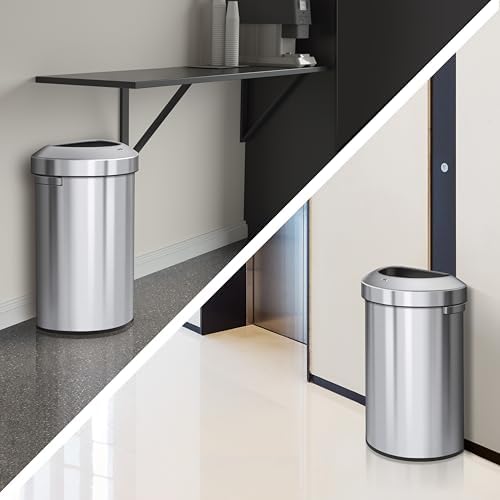 EKO Urban 16 Gallon Semi-Round Open Top Waste Bin, Stainless Steel Half Round Commercial Trash Can for Indoor and Outdoor, Extra Large Metal Garbage Bin for Home, Office, Restaurant, Restroom, 60L - Image 7