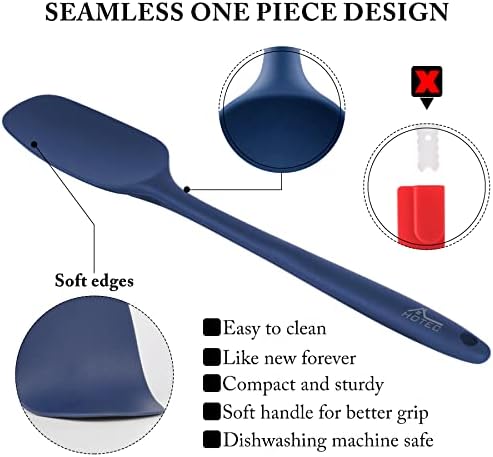 HOTEC Silicone Rubber BPA-Free Spatula Set, Set of 5, Classic Blue - Image 6