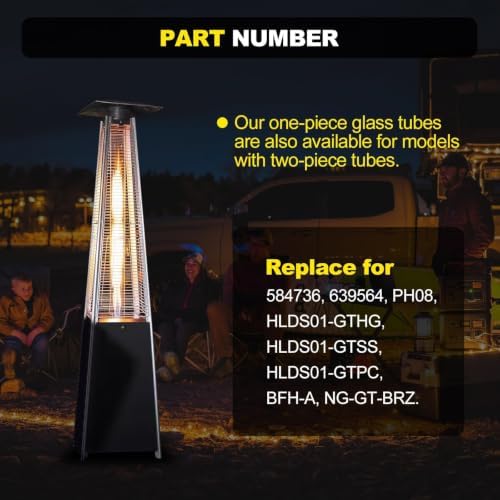 Patio Heater Glass Tube Replacement 49.5″ Tall 4″ Diameter with Rubber Ring - Image 4