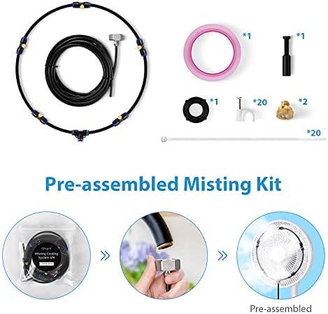 lifeegrn Misting Cooling System: Outdoor Mister System for Patio, 20 FT Misting Line+5 Mist Nozzles+3/4" Brass Adapter Garden Trampoline Greenhouse - Image 2