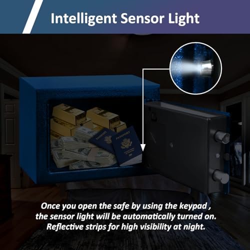 Voncabay Money Safe Box for Home with Digital Keypad, 0.23 Cu. Ft., Blue - Image 4