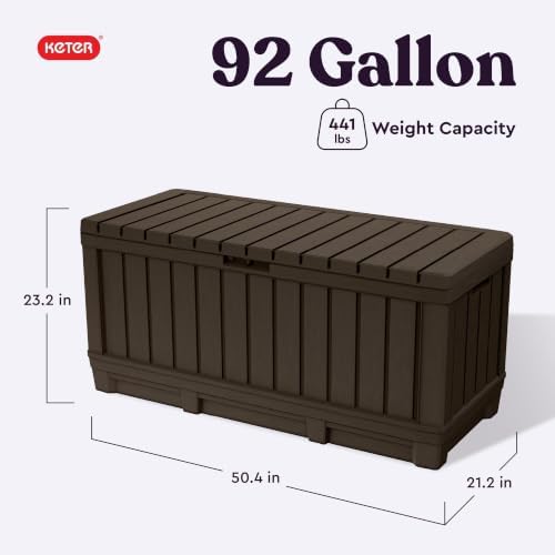 Keter Kentwood 92 Gal Outdoor Storage Box for Patio and Pool Accessories - Image 2