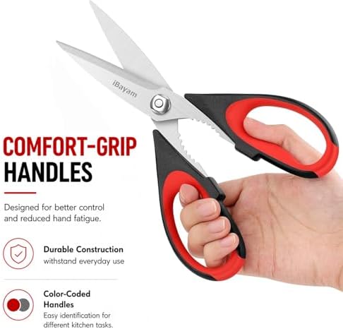 iBayam 3-Pack 8.7" Kitchen Scissors All Purpose Heavy Duty Shears w/Sheath - Image 5
