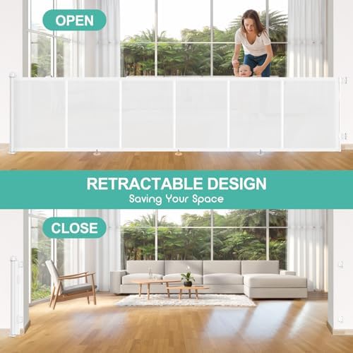 EZIGO 150 Inch Retractable Baby Gates Extra Wide Reinforced Baby Dog Gate - Image 6