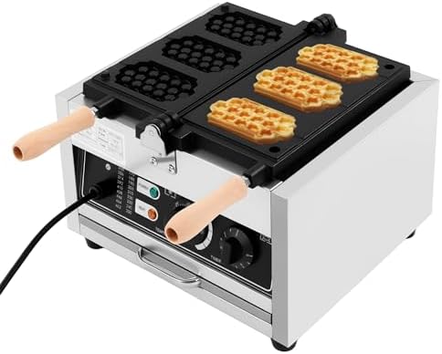 3-Slice Commercial Waffle Maker, 1500W Electric Honeycomb-Shaped Waffle Machine, Stainless Steel Waffle Iron Baker with Non-Stick Coating, 122-572℉ Temperature Adjustable by Milzeone