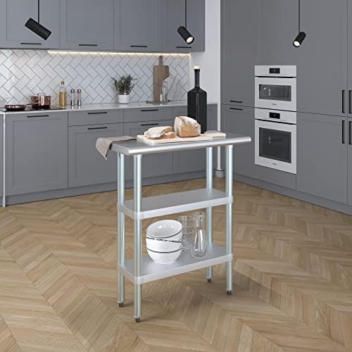 30" x 14" Stainless Steel Work Table with 2 Adjustable Undershelves NSF - Image 6