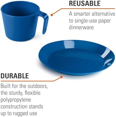 GSI Outdoors Cascadian Table Set I 6-Piece Camping, Backpacking Mess Kit, Plastic BPA Free, Plate, Bowl, Mug, Cup & Cutlery Set - Image 3