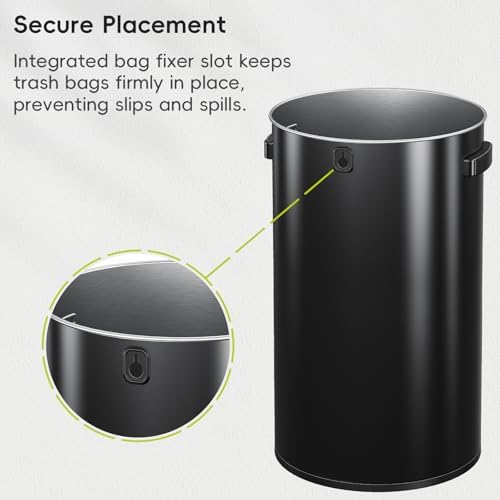EKO Urban 32 Gallon Round Black Stainless Steel Open Top Waste Bin, Tall Commercial Trash Can for Indoor/Outdoor, Extra Large Metal Garbage Bin for Office, Restaurant, Restroom,120L - Image 7