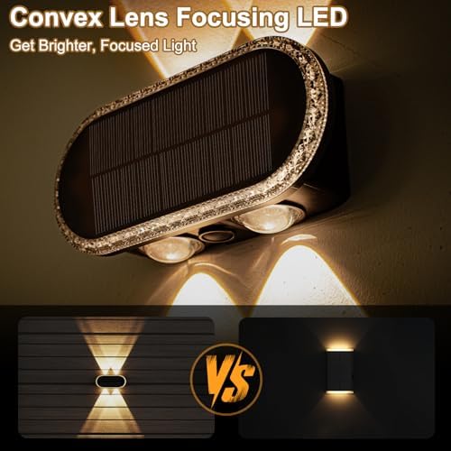 Ellasay Fence Lights Solar Powered: Outdoor LED Wall Lighting Dual Beam and 3 Color Modes IP65 Waterproof 12H Long Lasting Easy Mount for Garden Patio Backyard 2 Pack - Image 2