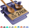 2 Pack Purple Silicone Spoon Rest for Stove Top Kitchen Spoon Holder Set by CoolerKitchen