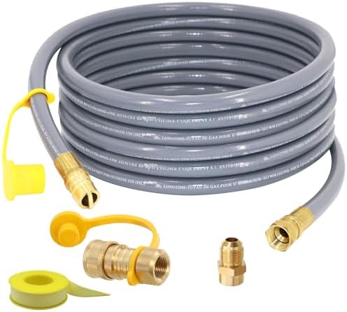 24 Feet 1/2-Inch ID Natural Gas Hose with Quick Connect Fitting for weber, charbroi, Grill, Pizza Oven, Patio Heater and More NG Appliance, Propane to Natural Gas Conversion Kit - CSA Certified by SUMNEW