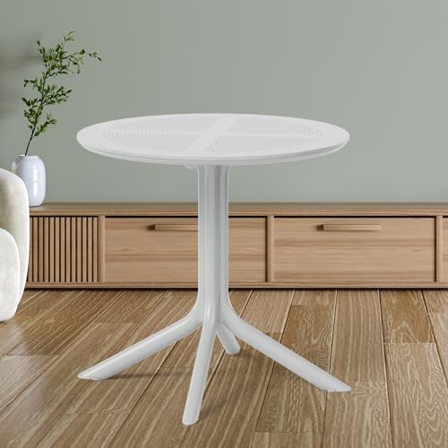 Costaelm Small Patio Table, Outdoor Round Dining Table, Weather Resistant Outside Table for Poolside Deck Lawn Garden Backyard, Gray by Costaelm