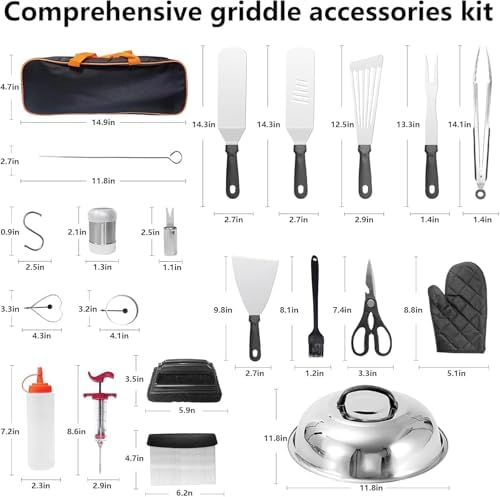 Griddle Accessories Kit for Blackstone and Camp Chef, 45 PCS Upgraded Flat Top Grill Accessories, Household Griddle Spatula Set with Enlarged Spatulas, Basting Cover, Scraper, for Outdoor - Image 2